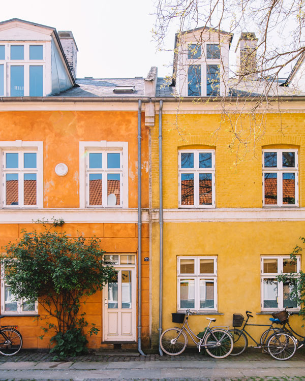 Bikes and yellow houses